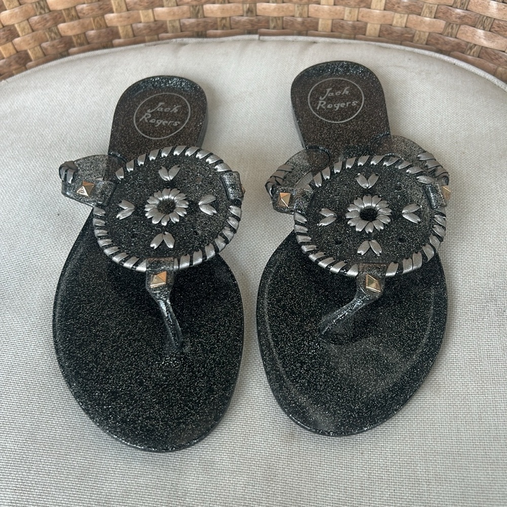 Jack rogers - black sparkle jelly sandals - Picture 2 of 5